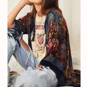 Free People Sophia Burn Out Floral Kimono One Size